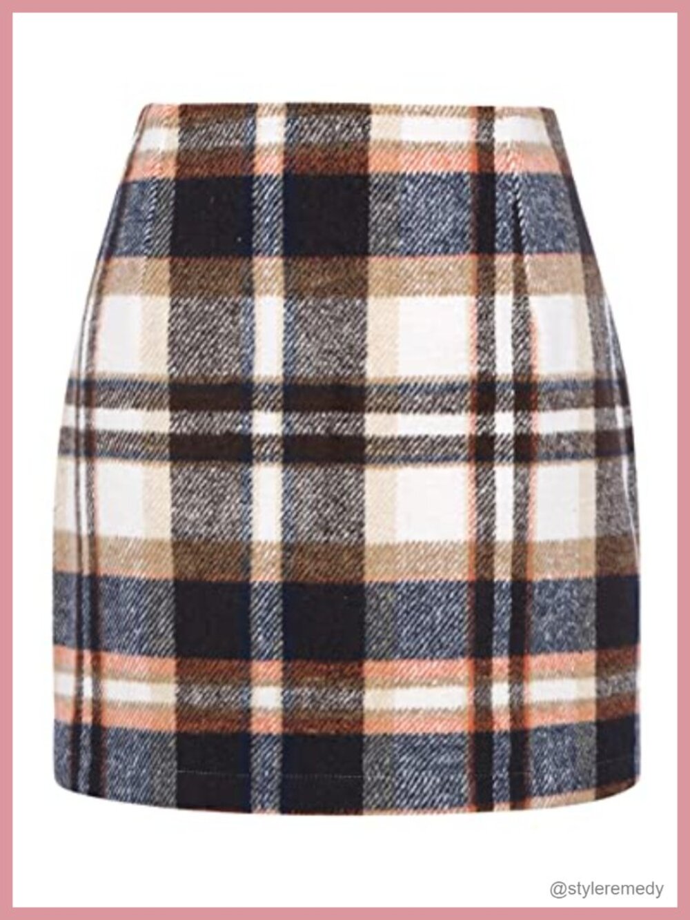 High Waist Plaid Bodycon Pencil Mini Skirt Wool Blend A-Line